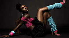 Girl black model blue