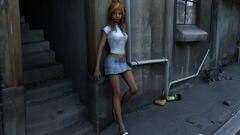 Girl cat view 3d graphic