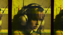 Girl headphone pixel yellow