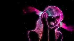 Girl headphones neon