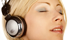 Girl Music Beauty headphones cute blonde ) With