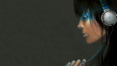 Girl Music headphones brunette artwork