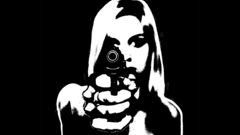 Girl pointing gun at