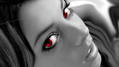 Girl red eyes female monochrome photoshopped