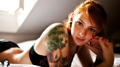 Girl smile tattoo redhair