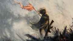 Girl War weapons Art flag Soviet