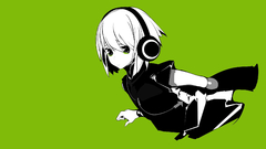 Girls Green headphones girl