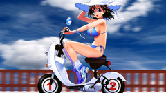 Girls mopeds clouds bikini