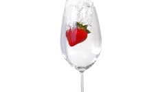 Glass abstract strawberries splashes