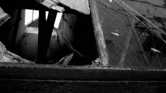 Glass black and white broken glass window panes