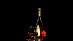 Glass bottles alcohol cognac