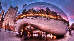 Glass Chicago reflections buildings mirrors sculptures