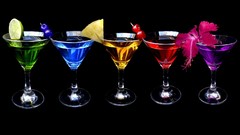 Glass cocktail black background drinks multicolor