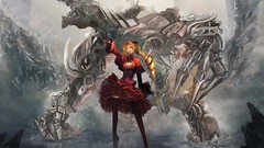 Glass destruction Robots ruins dress claws grin gloves Ribbons 