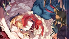 Glass dolls string dress bows blondes anime girls green eyes 