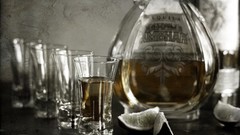 Glass drinks whiskey