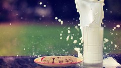 Glass food milk cookies splashes