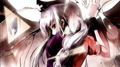 Glass hats white hair reflections long hair blue eyes braids 