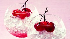 Glass ice cherries fruits