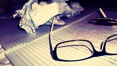 Glass red haircut paper lonely feeling