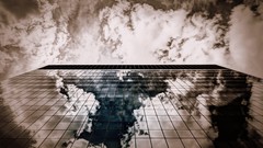 Glass sepia buildings artwork