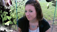 Glass time woman swing breaking outer space