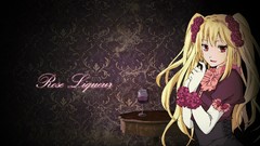 Glass wine roses Anime Tables red eyes long hair anime girls