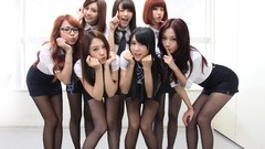 Glass woman legs asians skirts smiling brunettes school 