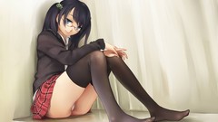 Glasses anime girls blue eyes seifuku meganekko underwear 