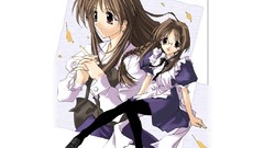 Glasses anime girls brunettes meganekko twintails maid costumes