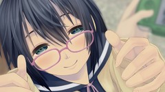 Glasses anime girls brunettes school uniforms meganekko