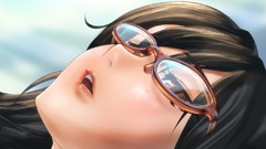 Glasses anime girls clean black hair