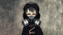 Glasses anime girls gas masks artwork