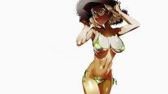 Glasses anime girls green eyes black lagoon bra bikini panties 