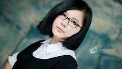Glasses asians models black hair Korean Ryu Ji Hye