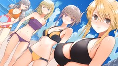 Glasses Beaches anime girls purple eyes meganekko cleavage 