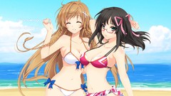 Glasses Beaches blush long hair anime girls green eyes braids 