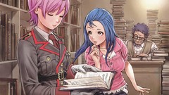 Glasses belts blue hair