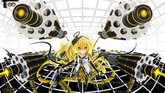 Glasses blondes long hair anime girls yellow eyes thigh highs