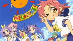 Glasses blush blue hair pink hair long hair blue eyes green 