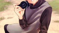 Glasses Cameras smiling anime girls original characters