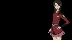 Glasses dress black background parody red dress stockings belts 