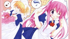 Glasses dress blush pink hair long hair anime girls short hair 