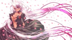 Glasses dress red eyes pink hair long hair anime girls