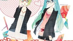Glasses dress Shorts hatsune miku vocaloid green hair meganekko 