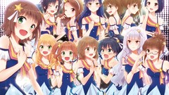 Glasses dress white hair red eyes blondes blush blue hair anime 