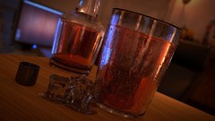 Glasses drinks bottles beverages ice cubes