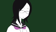 Glasses green background faces schoolgirls anime girls closed 