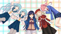 Glasses hats blondes skirts pink hair school uniforms braids 