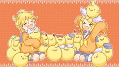 Glasses horns Chibi Shorts blush vocaloid kagamine len kagamine 